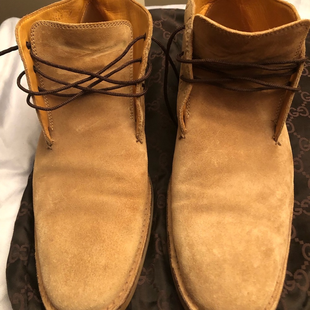 Gucci suede monogrammed boots